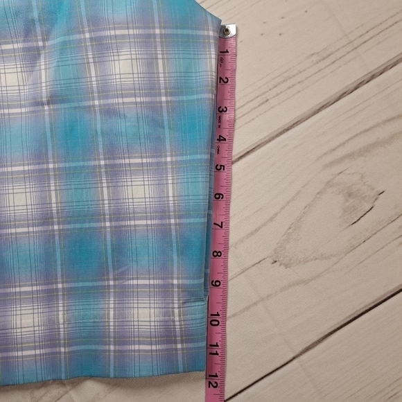 3 FOR 12 SALE Puma Golf Shorts 8 Blue Purple White Plaid Dry Cell Stretch Chino - Picture 11 of 13